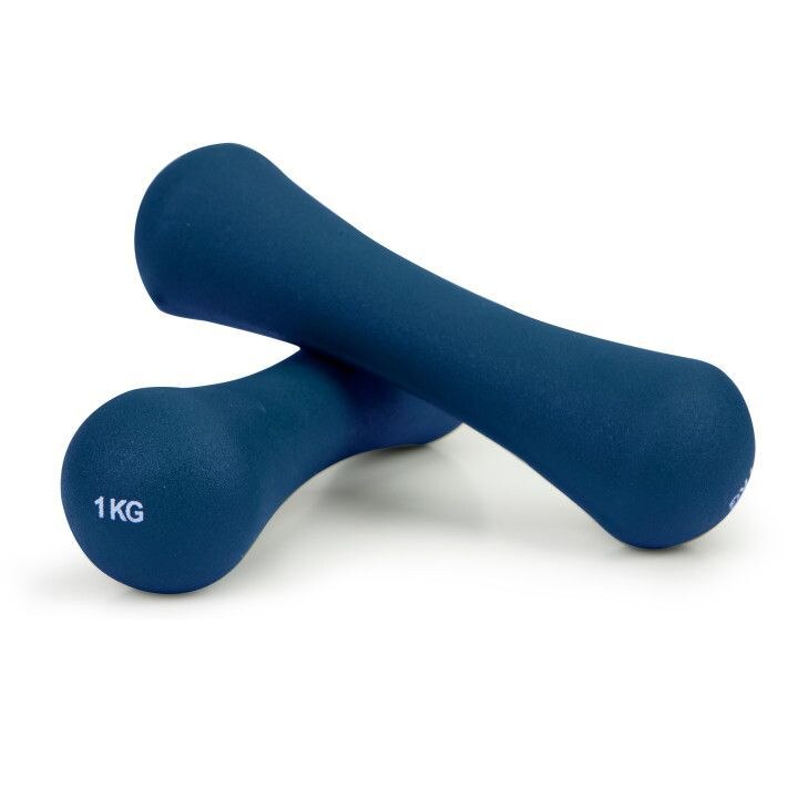 Set 2 greutati fitness, 1 kg, 4,5 x 17 cm, albastru, acoperite cu neopren