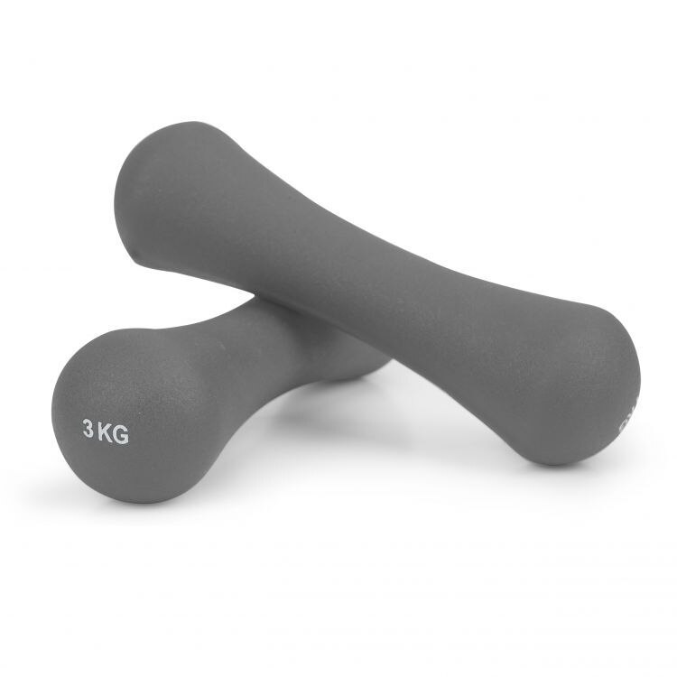 Set 2 greutati fitness x 3 kg, 7 x 23 cm, gri, acoperite cu neopren