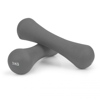 Set 2 greutati fitness x 3 kg, 7 x 23 cm, gri, acoperite cu neopren Set 2 greutati fitness x 3 kg, 7 x 23 cm, gri, acoperite cu neopren