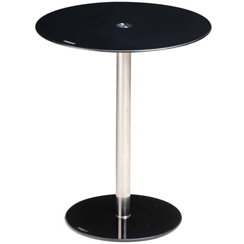 Masa rotunda de sticla securizata, masuta cafea cu picior inox si doua blaturi din sticla, 43 x 30 x 51,5 cm, negru Masa rotunda de sticla securizata, masuta cafea cu picior inox si doua blaturi din sticla, 43 x 30 x 51,5 cm, negru