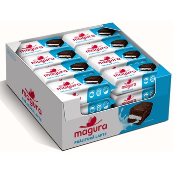 Prajitura cu crema de lapte Magura, 24buc x 35g, 840g Prajitura cu crema de lapte Magura, 24buc x 35g, 840g