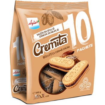 Biscuiti cu crema de cacao Ulpio Cremita, 340g Biscuiti cu crema de cacao Ulpio Cremita, 340g