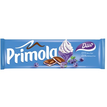 Ciocolata cu crema de afine si frisca Primola Duo, 250g