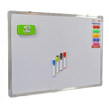 Tabla magnetica cu stergere uscata si accesorii incluse, 90 x 60 cm, alb Tabla magnetica cu stergere uscata si accesorii incluse, 90 x 60 cm, alb