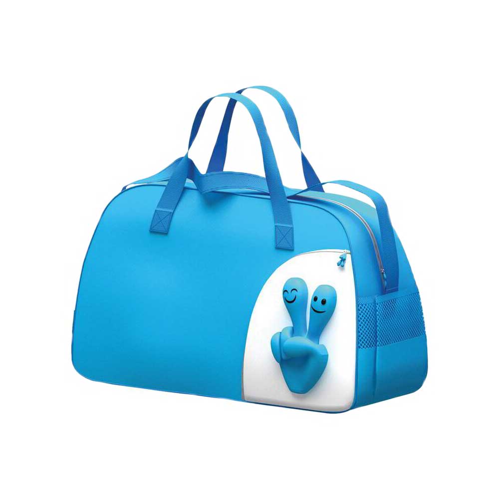 Geanta sport albastra cu design distractiv 3D