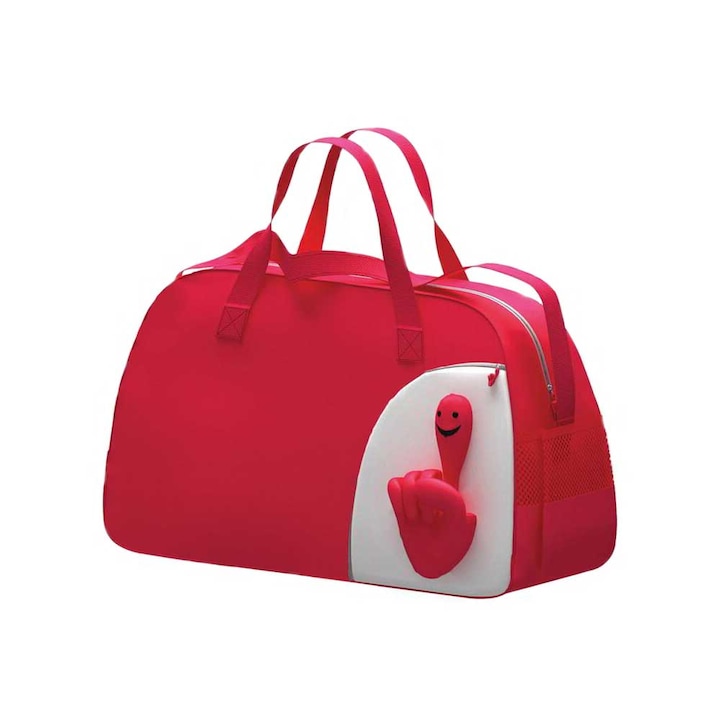 Червена спортна чанта със забавен 3D дизайн