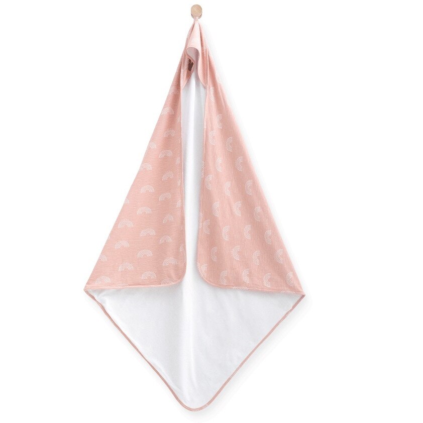 Prosop cu gluga Jollein Rainbow, 100x100 cm, roz