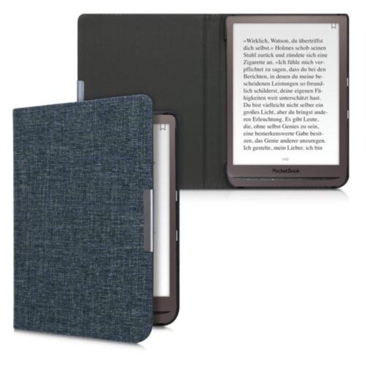 Калъф за PocketBook InkPad 3 / InkPad 3 Pro, текстил, син, 46775.04, kwmobile
