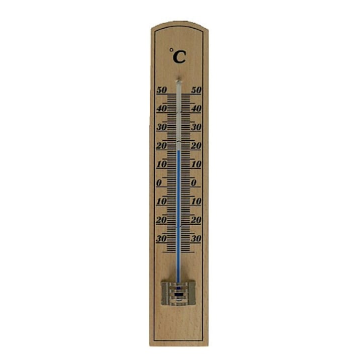 Стаен термометър, Дървен гръб, -30°+50°C, 2058