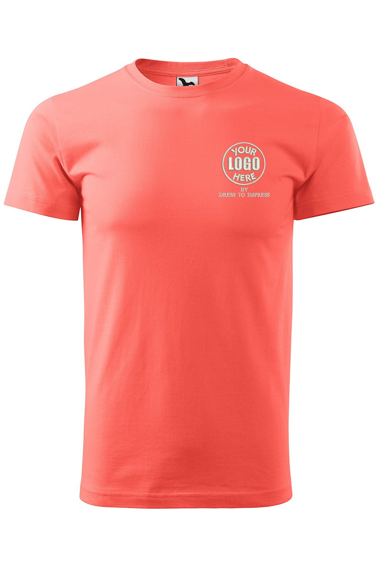 Tricou basic personalizat cu logoul tau prin broderie, bumbac, barbatesc, Dress To Impress, Corai