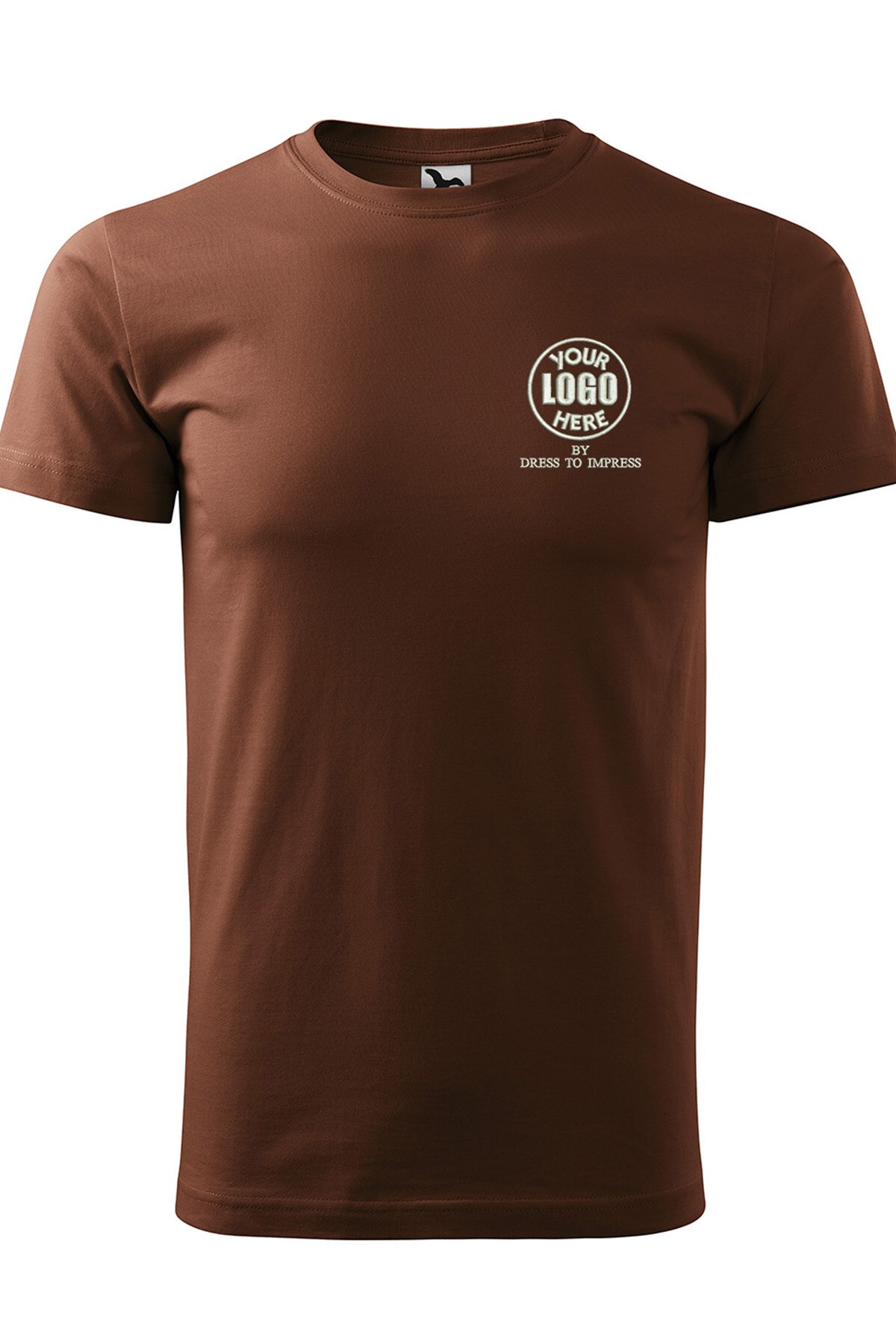 Tricou basic personalizat cu logoul tau prin broderie, bumbac, barbatesc, Dress To Impress, Maro