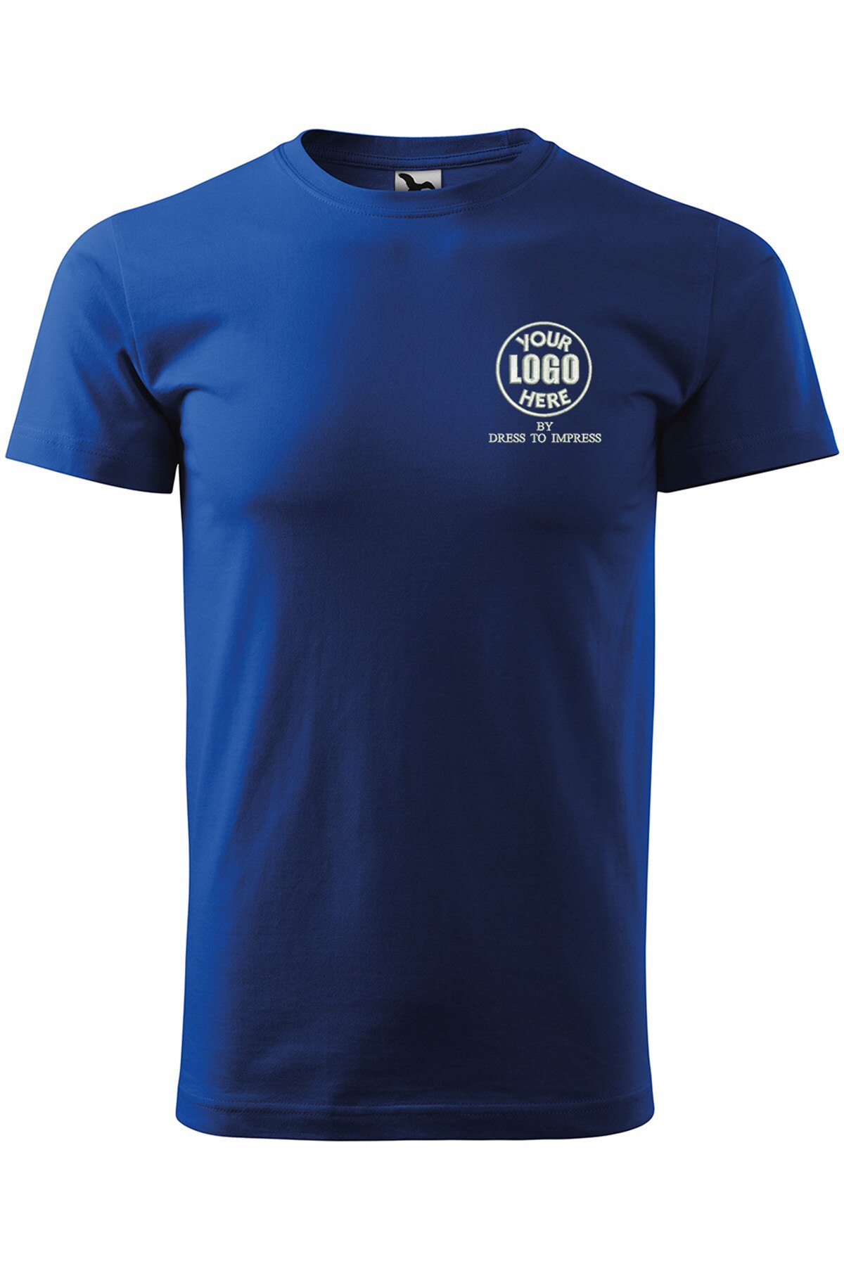 Tricou basic personalizat cu logoul tau prin broderie, bumbac, barbatesc, Dress To Impress, Albastru regal