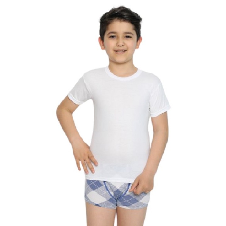 Комплект детски тениски Fidan, 6 броя, Памук, Бял, 8-9 години