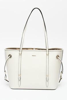 DKNY, Geanta shopper de piele ecologica Patricia, Alb/Auriu DKNY, Geanta shopper de piele ecologica Patricia, Alb/Auriu