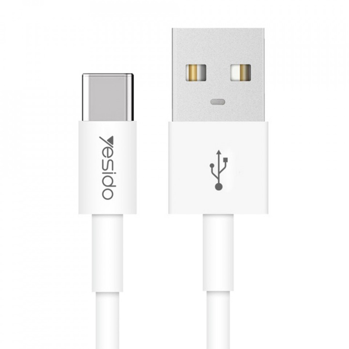 Cablu de Date USB la Type-C, 2.4A, 1.2m - Yesido (CA22) - White