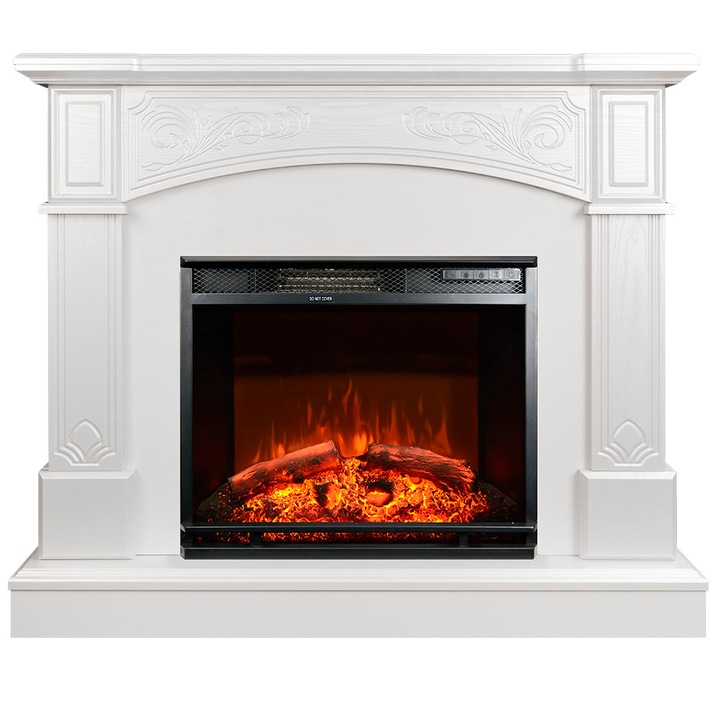 Semineu electric, Masomi, Memphis 26 & Nexus-23' 1600 W, lemn alb, 111*96*30 cm