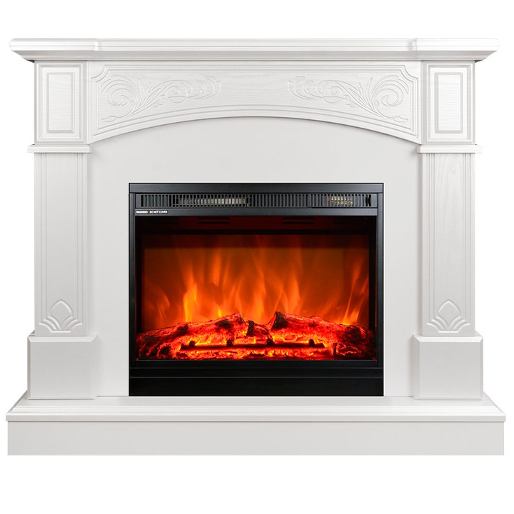 Semineu electric, Masomi, Memphis 26 & Loran-23 Color' 1600 W, lemn alb, 111*96*30 cm