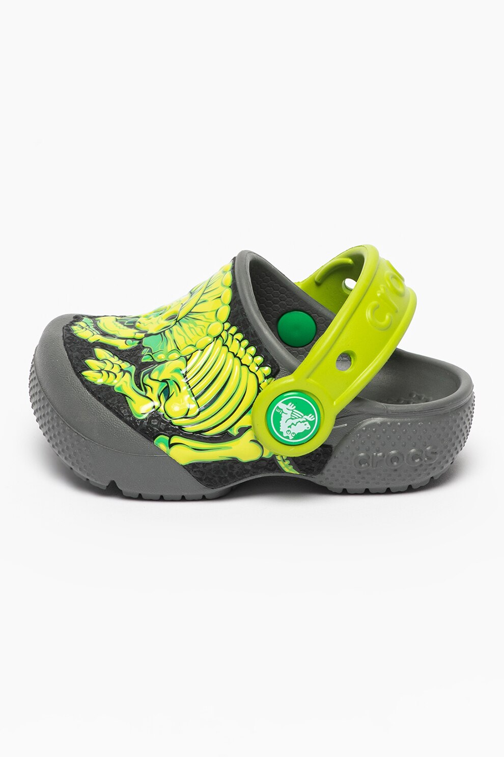 Crocs, Saboti slingback cu imprimeu Fun Lab, Gri inchis/Verde