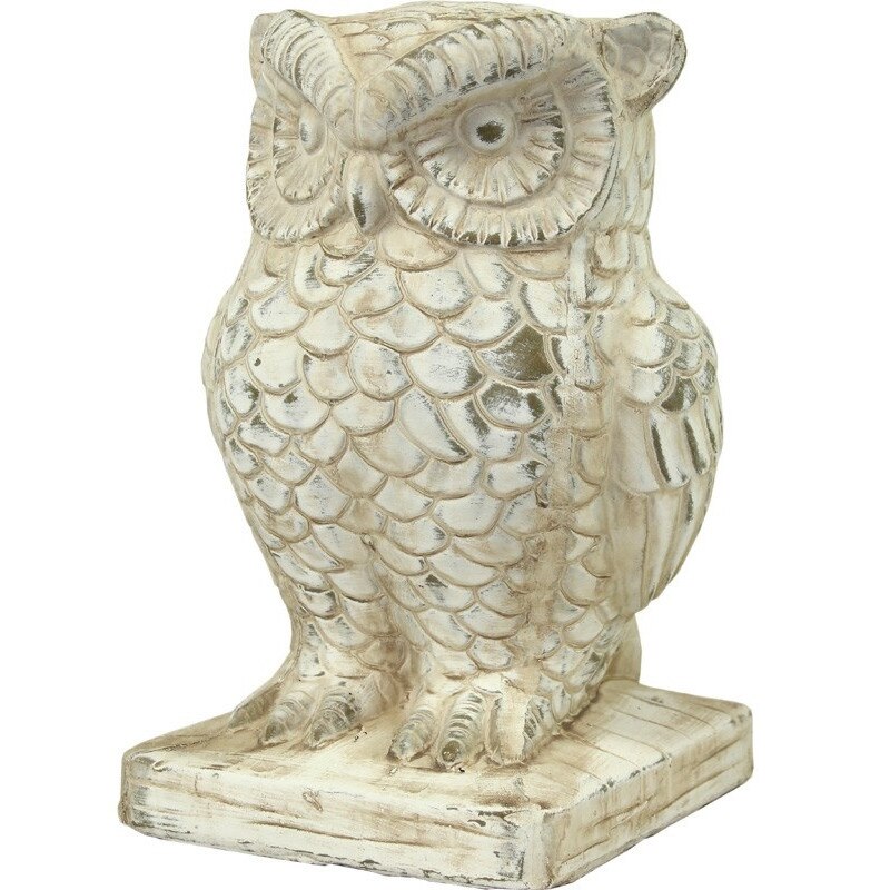 Decoratiune ceramica bufnita, crem antichizat, 19,5x13x13 cm