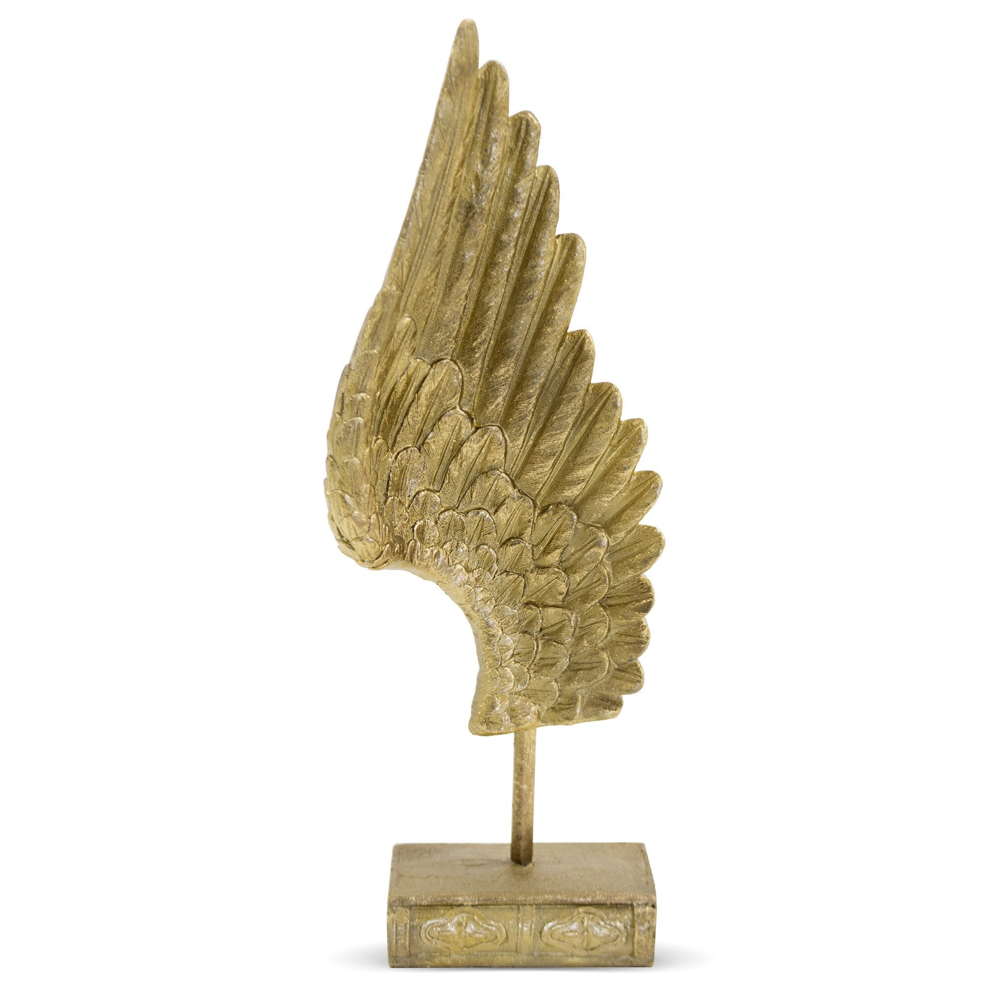 Decoratiune de masa aripa, auriu, 40x14x8,5 cm