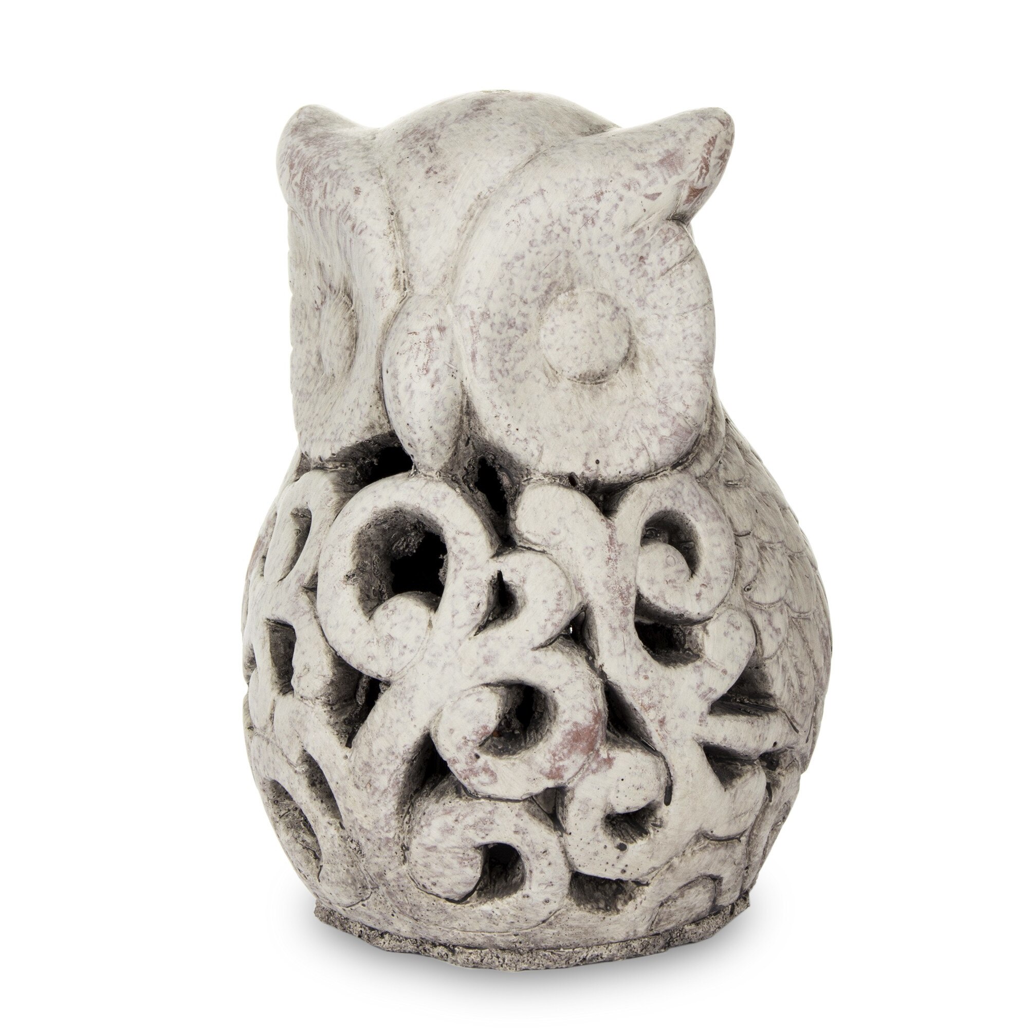 Decoratiune ceramica bufnita, gri antichizat, 19x13x13 cm