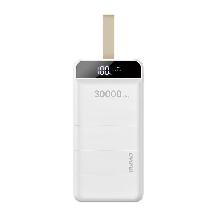 Baterie externa, Dudao, 30000 mAh, 3x USB, Alb