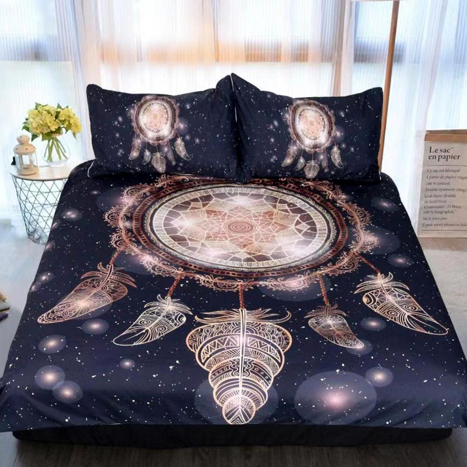 Set 6 piese Lenjerie de pat Lux Pene, CumparaMisim, 2 persoane, bumbac, multicolor