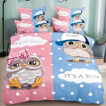 Set 6 piese Lenjerie de pat Lux Bufnite, buline, CumparaMisim, 2 persoane, bumbac, multicolor Set 6 piese Lenjerie de pat Lux Bufnite, buline, CumparaMisim, 2 persoane, bumbac, multicolor