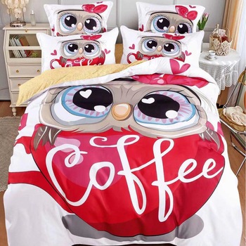 Set 6 piese Lenjerie de pat Lux Bufnita, cafea, CumparaMisim, 2 persoane, bumbac, multicolor Set 6 piese Lenjerie de pat Lux Bufnita, cafea, CumparaMisim, 2 persoane, bumbac, multicolor