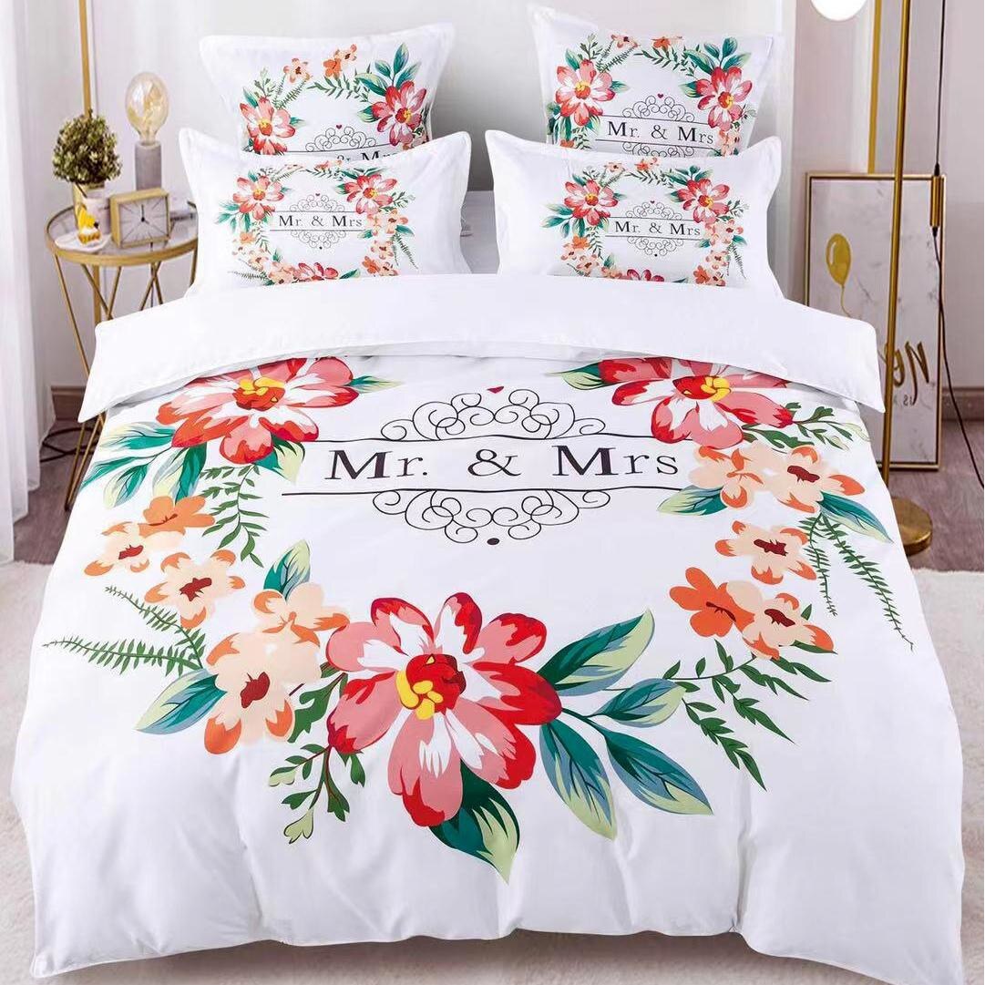 Set 6 piese Lenjerie de pat Lux Floricele, CumparaMisim, 2 persoane, bumbac, multicolor