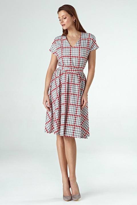 Rochie dama Giana, Gri/Rosu, Gri