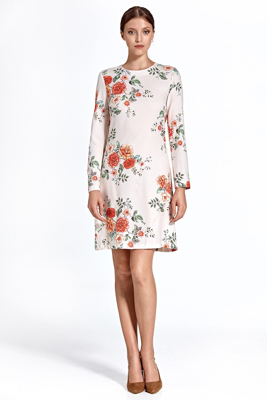 Rochie dama Arabella, Alb/Rosu, Alb