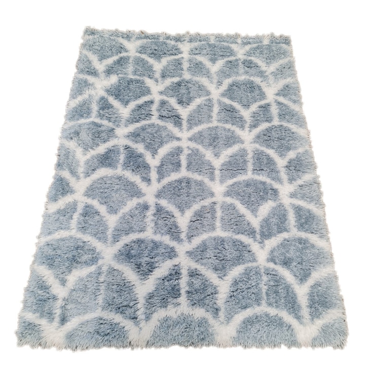Plüss szőnyeg, 80 x 150 Krém/kék 0008A