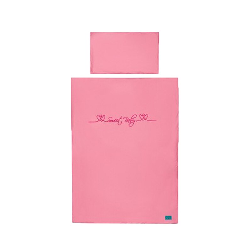 Set lenjerie de pat 5 piese pentru bebelusi Belisima Serduszko P01-406R, Roz