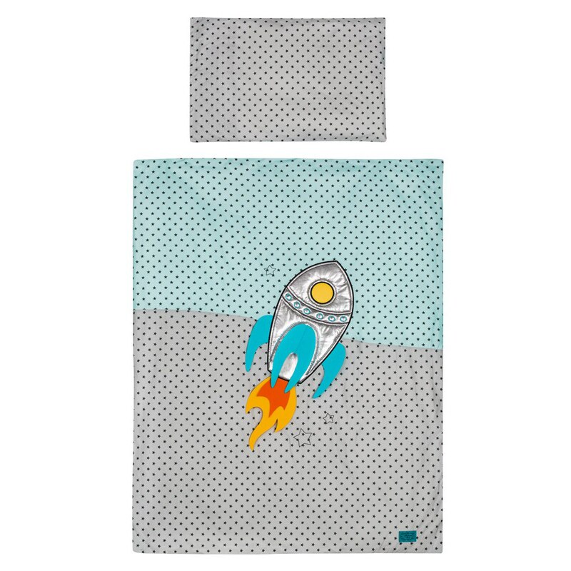 Set lenjerie de pat 5 piese pentru bebelusi Belisima Kosmiczny P01-700AL, Multicolor