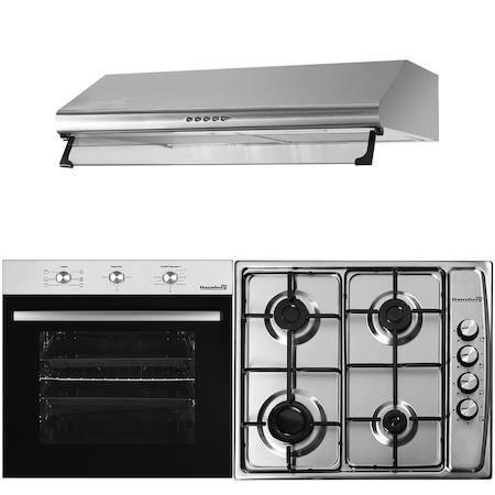 Pachet incorporabil Hausberg Cuptor electric HB-8053, Clasa A, 71L, 2225W, Negru/Inox, Plita Incorporabila HB-555, 4 arzatoare, Gaz, Inox, Hota incorporabila decorativa HB-1220, Putere de absorbtie 450 m3/h, 2 motoare, 60 cm, Inox
