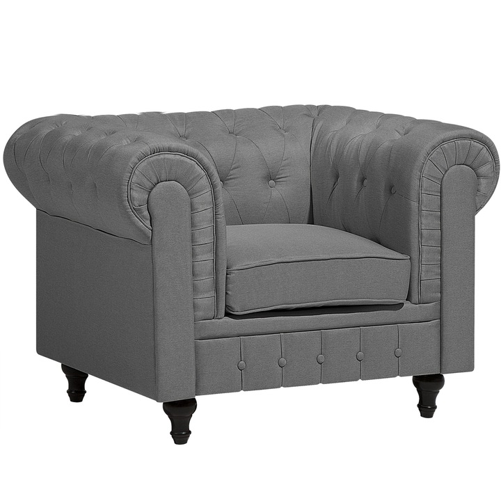 CHESTERFIELD Nagy Világosszürke Szövetfotel