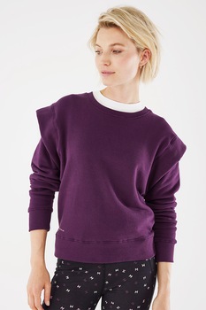 Mexx, Bluza sport cu decolteu la baza gatului si dataliu cu imprimeu text, Violet Mexx, Bluza sport cu decolteu la baza gatului si dataliu cu imprimeu text, Violet