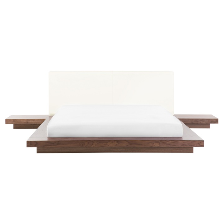 Vízágy Barna Színű MDF / Szintetikus Bőr 160 x 200 cm Japán Stílusban