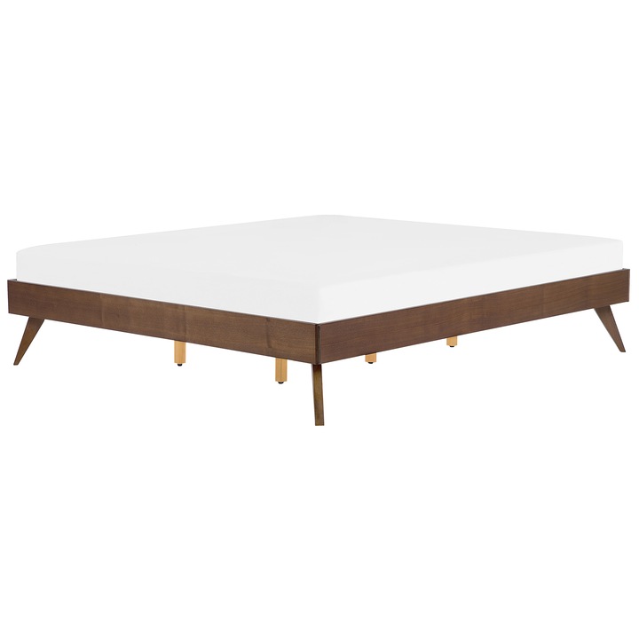 Természetes Sötét Fa Ágykeret 180 x 200 cm Léces Alappal
