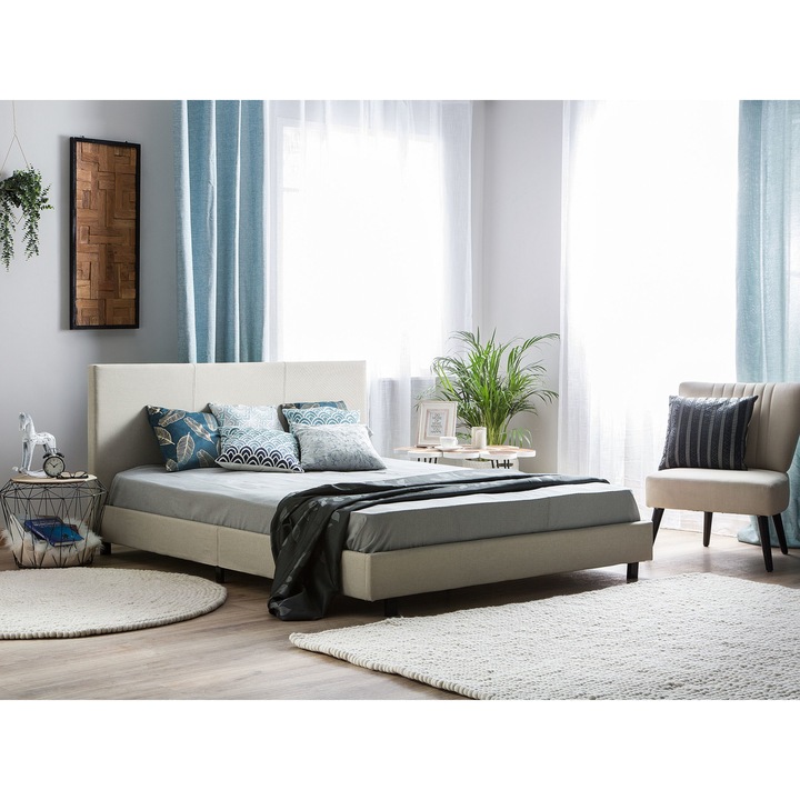 Bézs kárpitozott franciaágy 180 x 200 cm ALBI