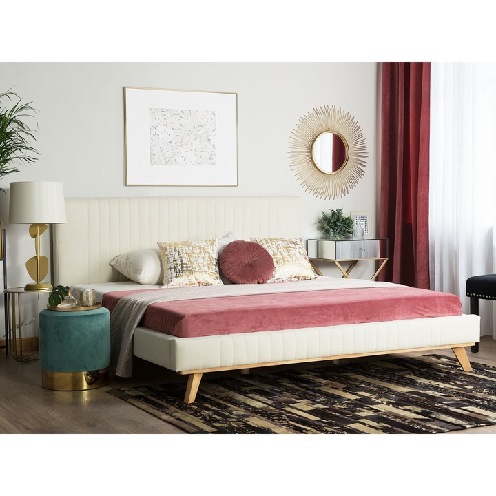 Bézs zseníliaszövet franciaágy 180 x 200 cm TALENCE