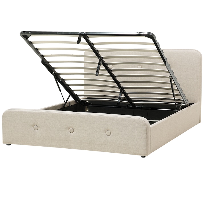 RENNES Modern Bézs Kárpitozott Ágy Ágyneműtartóval 160x200 cm