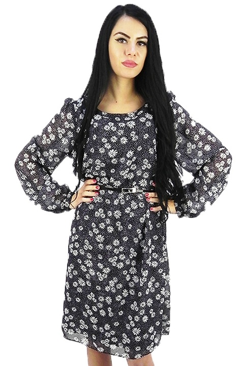 Rochie casual Aisha cu imprimeu floral, gri, XL