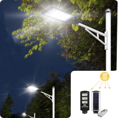 Lampa solara LED cu senzor de miscare si telecomanda, 150W/6000K IP65, 62x24 cm