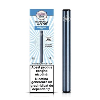 Kit Tigara Electronica Dinner Lady Vape Pen - Bubblegum Ice ,Dispozitiv de unica folosinta ,1,5ml ,20mg NicSalt ,autonomie ,400 pufuri Kit Tigara Electronica Dinner Lady Vape Pen - Bubblegum Ice ,Dispozitiv de unica folosinta ,1,5ml ,20mg NicSalt ,autonomie ,400 pufuri