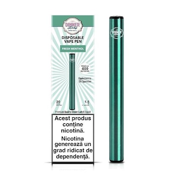 Kit Tigara Electronica Dinner Lady Vape Pen - Fresh Menthol ,Dispozitiv de unica folosinta ,1,5ml ,20mg NicSalt ,autonomie ,400 pufuri Kit Tigara Electronica Dinner Lady Vape Pen - Fresh Menthol ,Dispozitiv de unica folosinta ,1,5ml ,20mg NicSalt ,autonomie ,400 pufuri