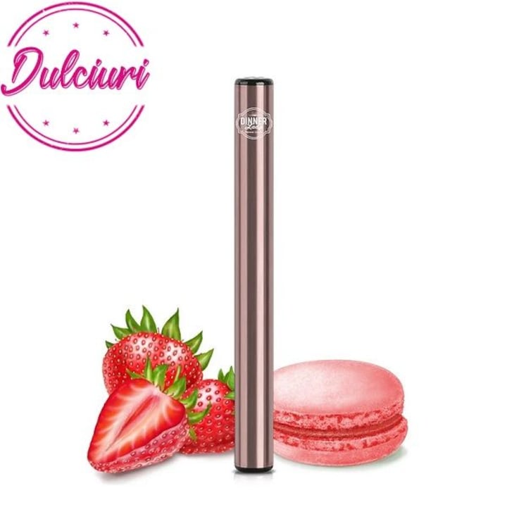 Kit Tigara Electronica Dinner Lady Vape Pen - Strawberry Macaroon  ,Dispozitiv de unica folosinta ,1,5ml ,20mg NicSalt ,autonomie ,400 pufuri 