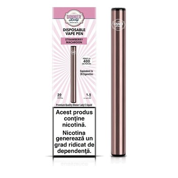 Kit Tigara Electronica Dinner Lady Vape Pen - Strawberry Macaroon ,Dispozitiv de unica folosinta ,1,5ml ,20mg NicSalt ,autonomie ,400 pufuri Kit Tigara Electronica Dinner Lady Vape Pen - Strawberry Macaroon ,Dispozitiv de unica folosinta ,1,5ml ,20mg NicSalt ,autonomie ,400 pufuri