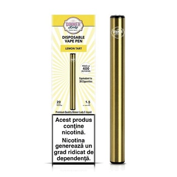 Kit Tigara Electronica Dinner Lady Vape Pen - Lemon Tart ,Dispozitiv de unica folosinta ,1,5ml ,20mg NicSalt ,autonomie ,400 pufuri Kit Tigara Electronica Dinner Lady Vape Pen - Lemon Tart ,Dispozitiv de unica folosinta ,1,5ml ,20mg NicSalt ,autonomie ,400 pufuri